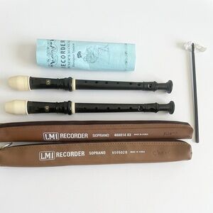 Pair of LMI Soprano Recorders Specifically The Baroque System Vintage
